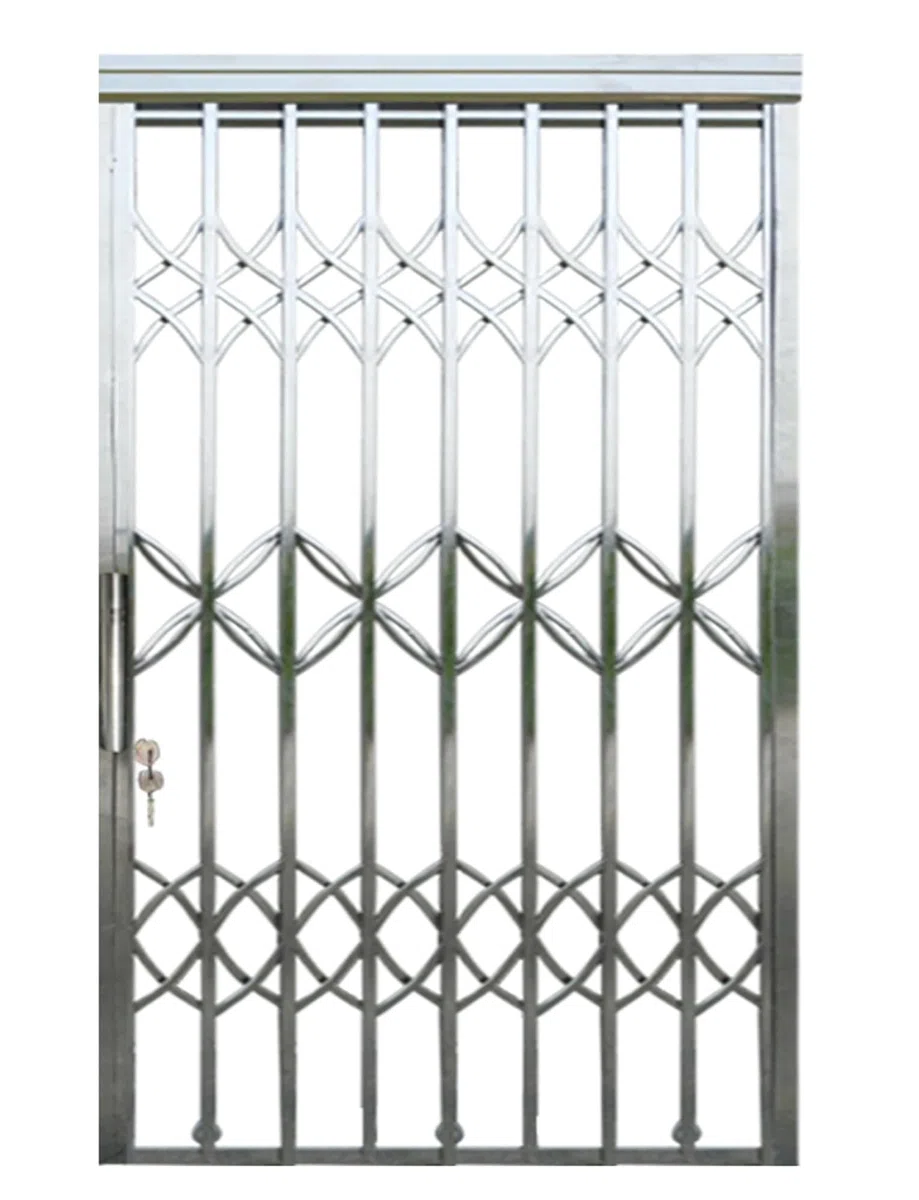 Puerta de Seguridad con reja de Acero Inoxidable 304 - Puerta corredera Plegable retráctil para Exteriores, Paneles Dobles, a Prueba de robos para Patio, balcón, Entrada y Uso Comercial (43