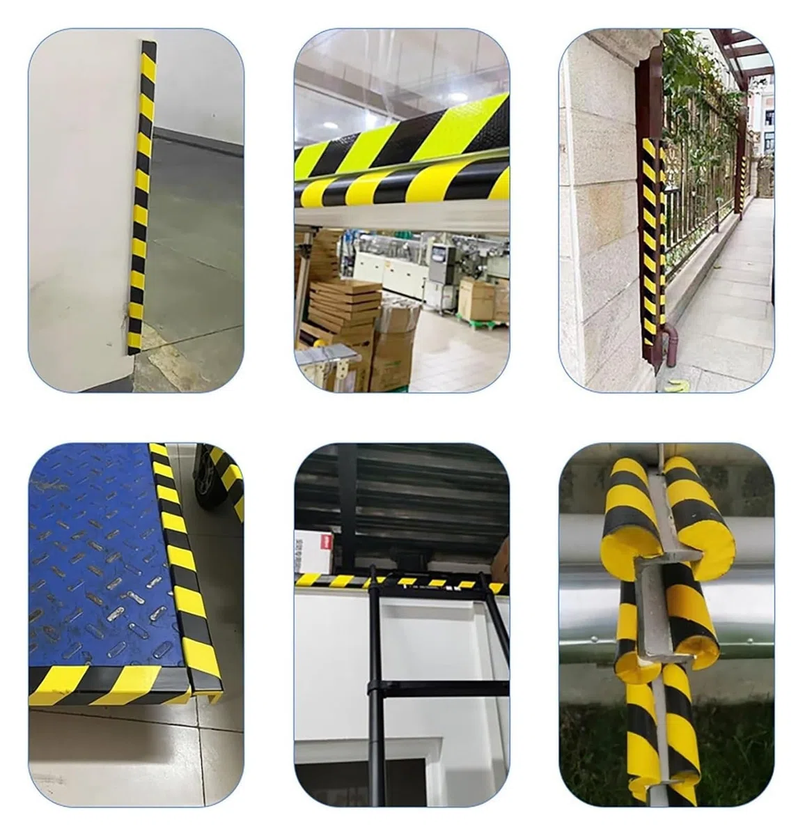 Protector de Bordes de Espuma de 39" - Protectores de Esquinas autoadhesivos de Alta Visibilidad con Rayas Amarillas Negras for Seguridad en Paredes, escaleras, garajes y almacenes(Wave-Shaped,5PCS)