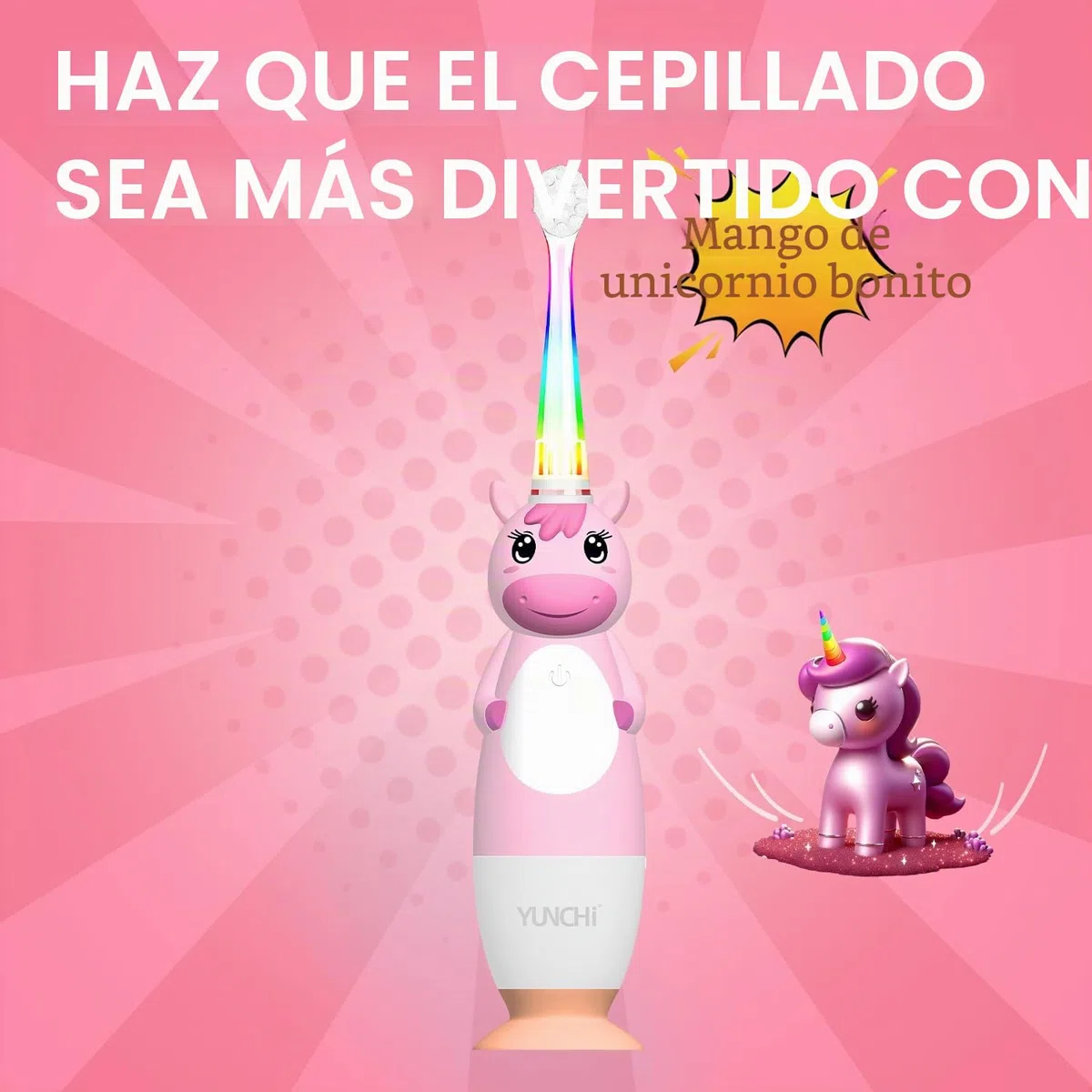 YUNCHI K3 Cepillo de dientes eléctrico para niños a partir de 0 – 6 años, con luz LED colorida, temporizador inteligente, cepillo de dientes eléctrico, cepillo de dientes sónico, con 4 cabezales