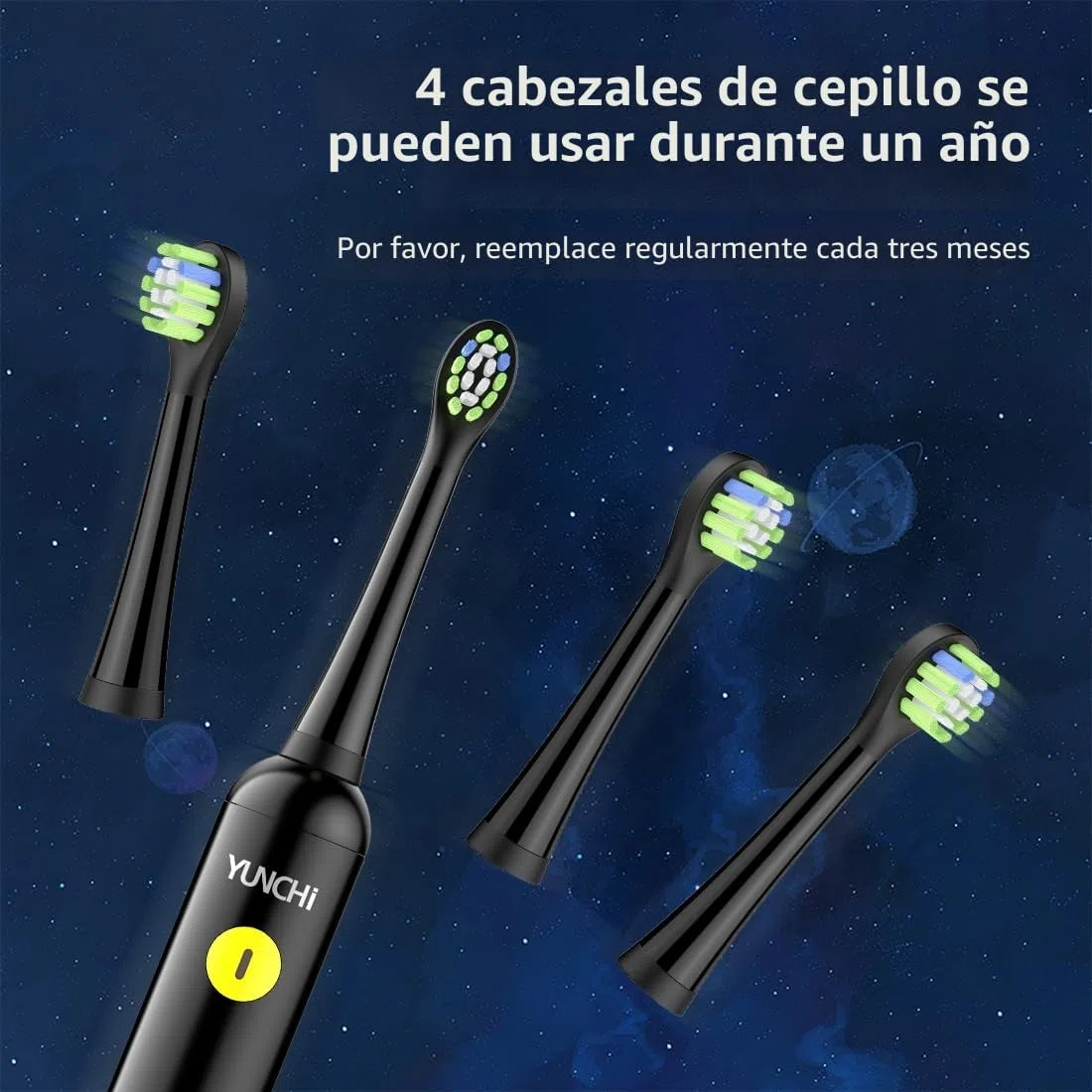 Cepillo Electrico Infantil para 3-5-6-12 años, Recargable Cepillo Electrico Niño Temporizador de 2 Min, 3 Modos, Cepillo Dientes Infantil con 4 Cabezal de Recambio y Divertidas Pegatinas DIY (Negro)