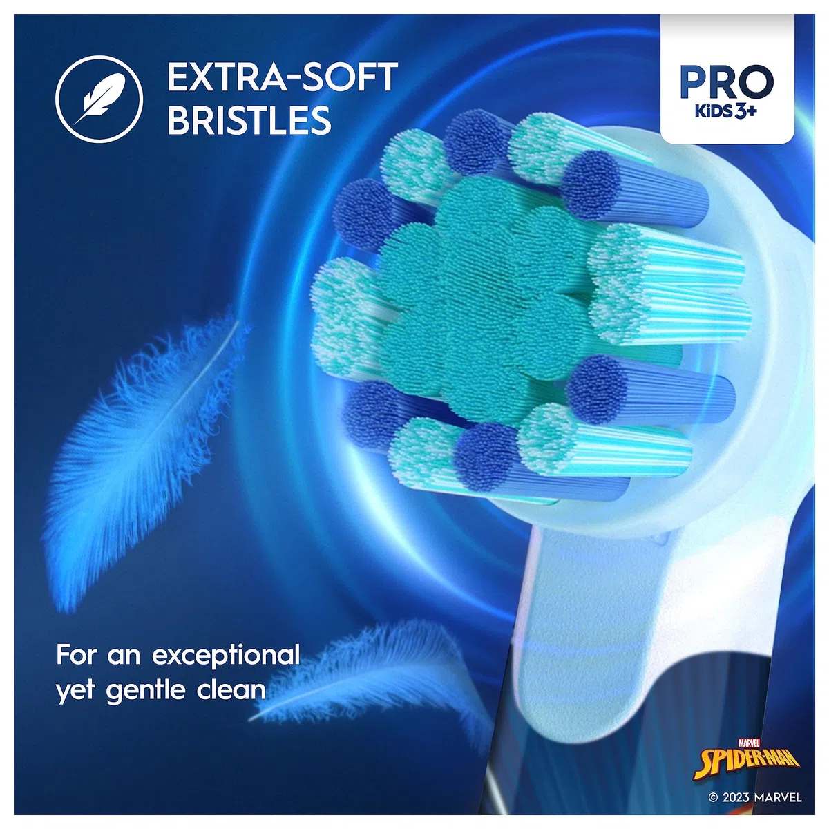 Oral-B Pro Kids - Cepillo de dientes eléctrico para niños, 1 cabezal de cepillo de dientes, 4 calcomanías de Spiderman, 2 modos con modo sensible apto para niños, para mayores de 3