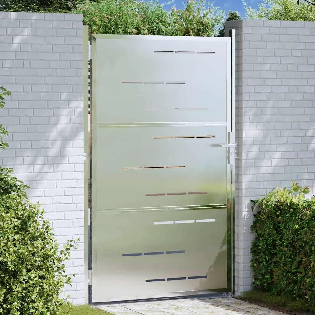 Puerta de jardín plateada 100 x 150 cm acero inoxidable