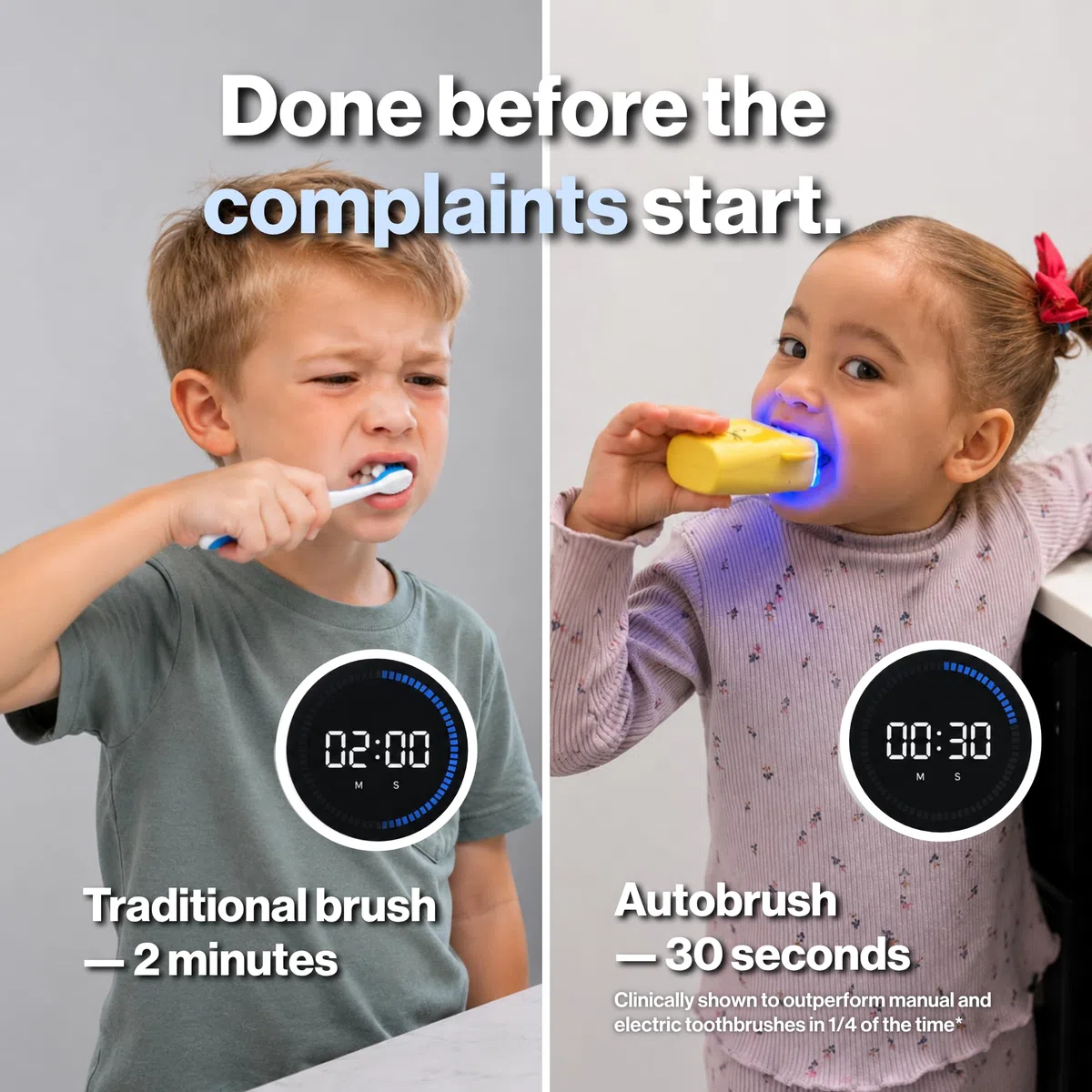 autobrush Cepillo de dientes eléctrico para niños, solo aceptado por ADA, cepillo de dientes en forma de U, clínicamente probado hasta 5.1 veces mejor limpieza, 30 segundos, cobertura completa de 360