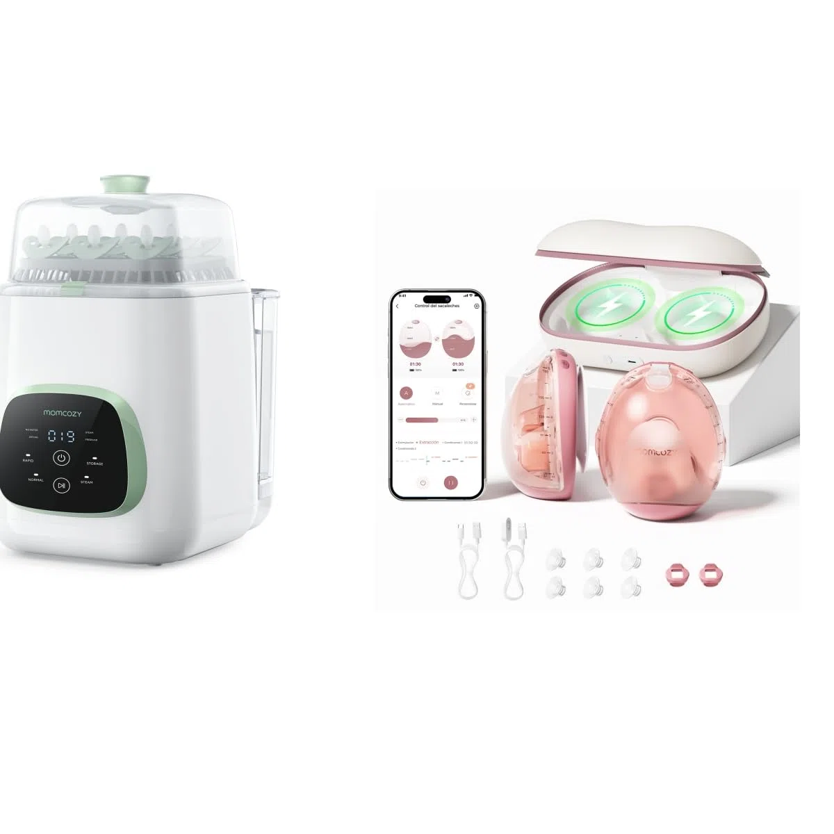 Pack lactancia: sacaleches manos libres + lavabiberones 3en1