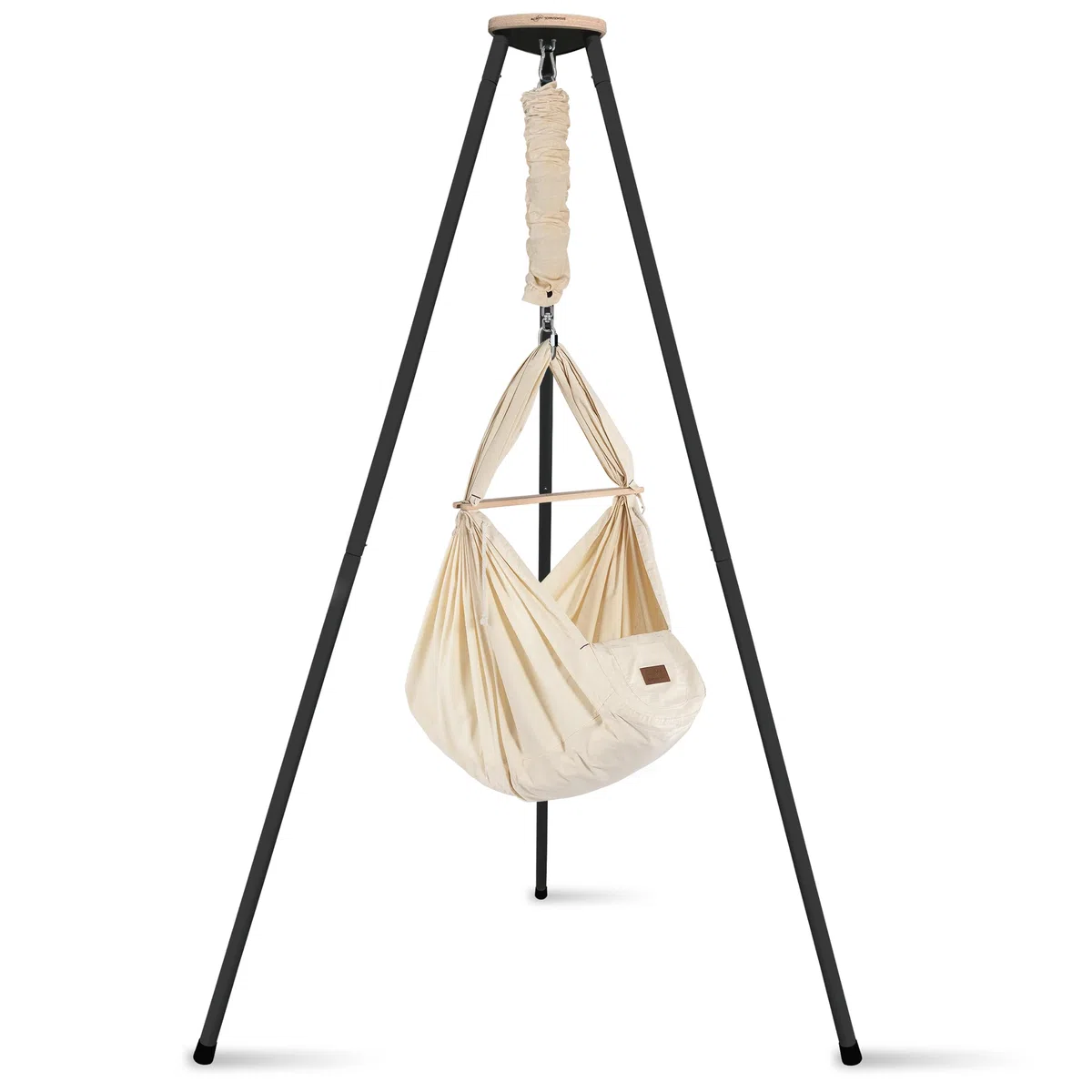 SCHMUSEWOLKE Cuna de plumas – Set con estructura de tipi antracita – Hamaca para bebés y niños pequeños desde el nacimiento hasta los 3 años – algodón orgánico – con colchón de lana de oveja