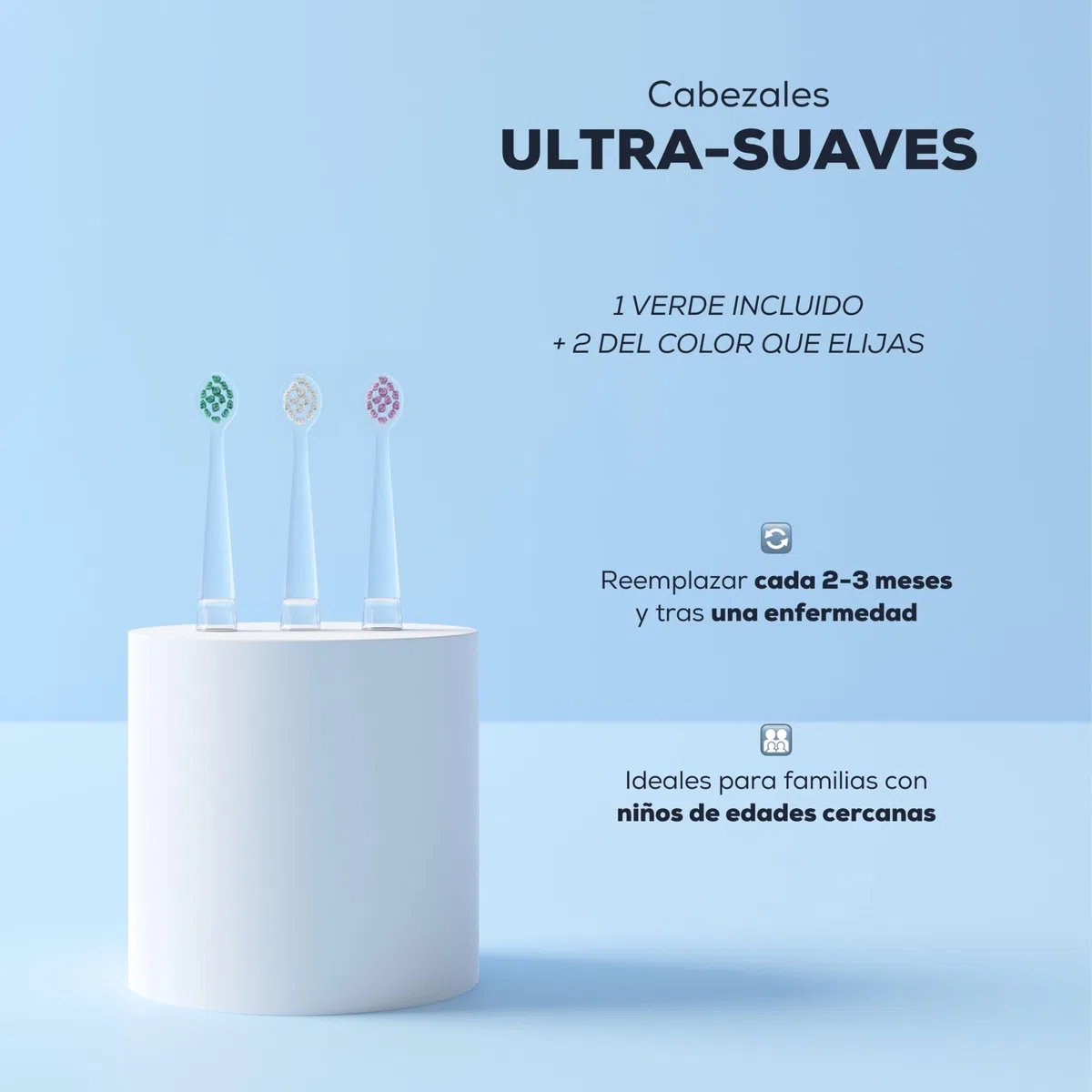 NEOPULSE NEOBABY - Cepillo de dientes eléctrico de vibración o manual para bebé desde el primer diente + cabezal de cepillo ultra suave - inspirado en tecnología sónica - cabeza luminosa -