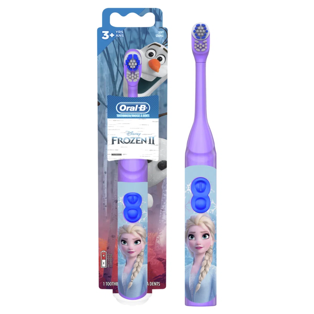Oral-B - Cepillo de dientes eléctrico de Frozen de Disney para niños y niñas de 3 años en adelante, cepillo suave (los personajes pueden variar)