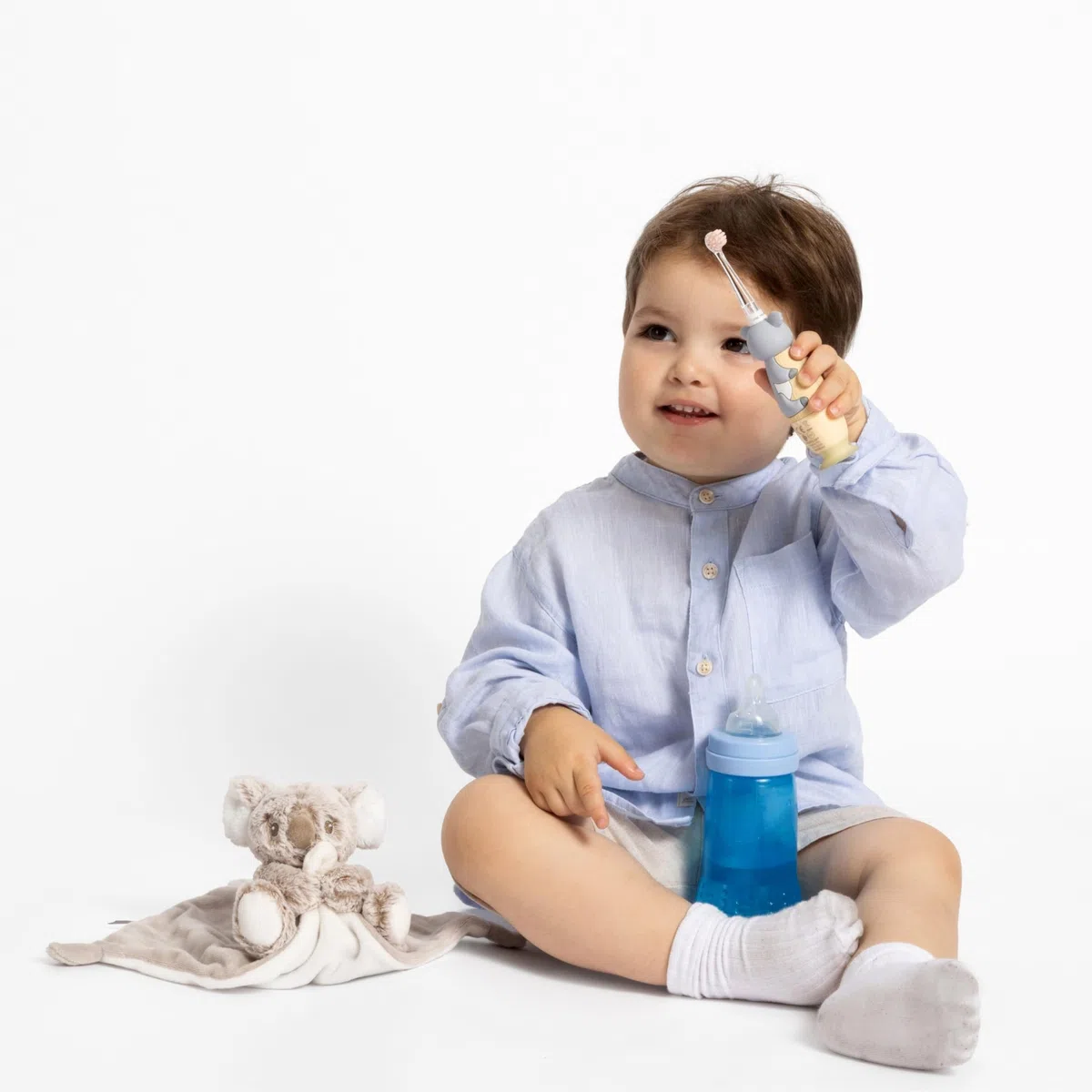 NEOPULSE NEOBABY - Cepillo de dientes eléctrico de vibración o manual para bebé desde el primer diente + cabezal de cepillo ultra suave - inspirado en tecnología sónica - cabeza luminosa -