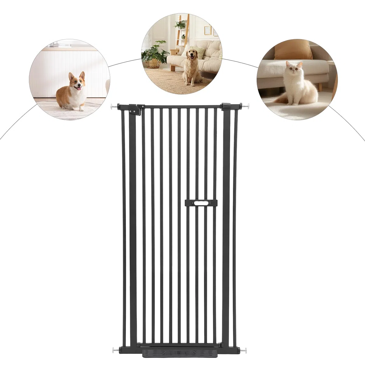 Puerta para mascotas, 59 pulgadas extensible, color negro