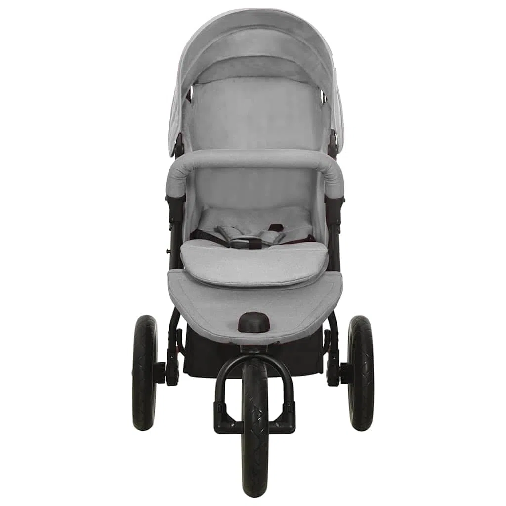 Carrito de Bebés de Acero Gris Claro Plegable