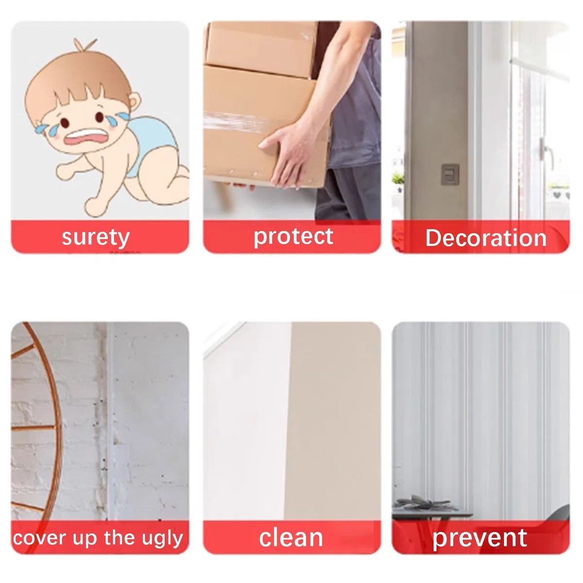 L Sd Protector de esquina autoadhesivo para pared d 155 cm, seguro para niños y adultos y decoración del hogar Slish