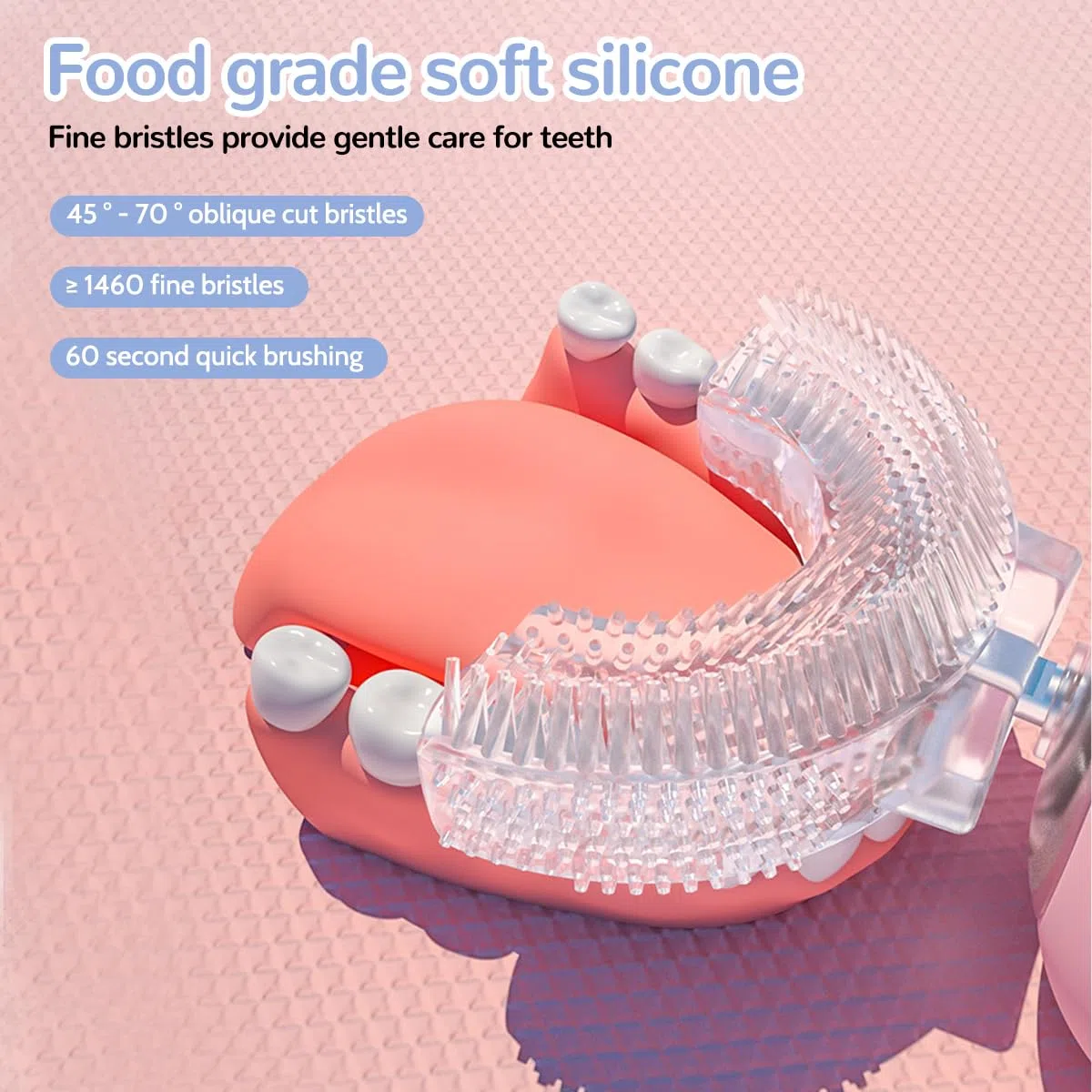 Cepillo De Dientes Electrico Infantil 360º Para Niños, Con 2 Cabezales De Cepillo De Silicona En Forma De U, Cepillo Electrico Infantil Con Luz Led Y Aspecto De Dinosaurio (Azul)