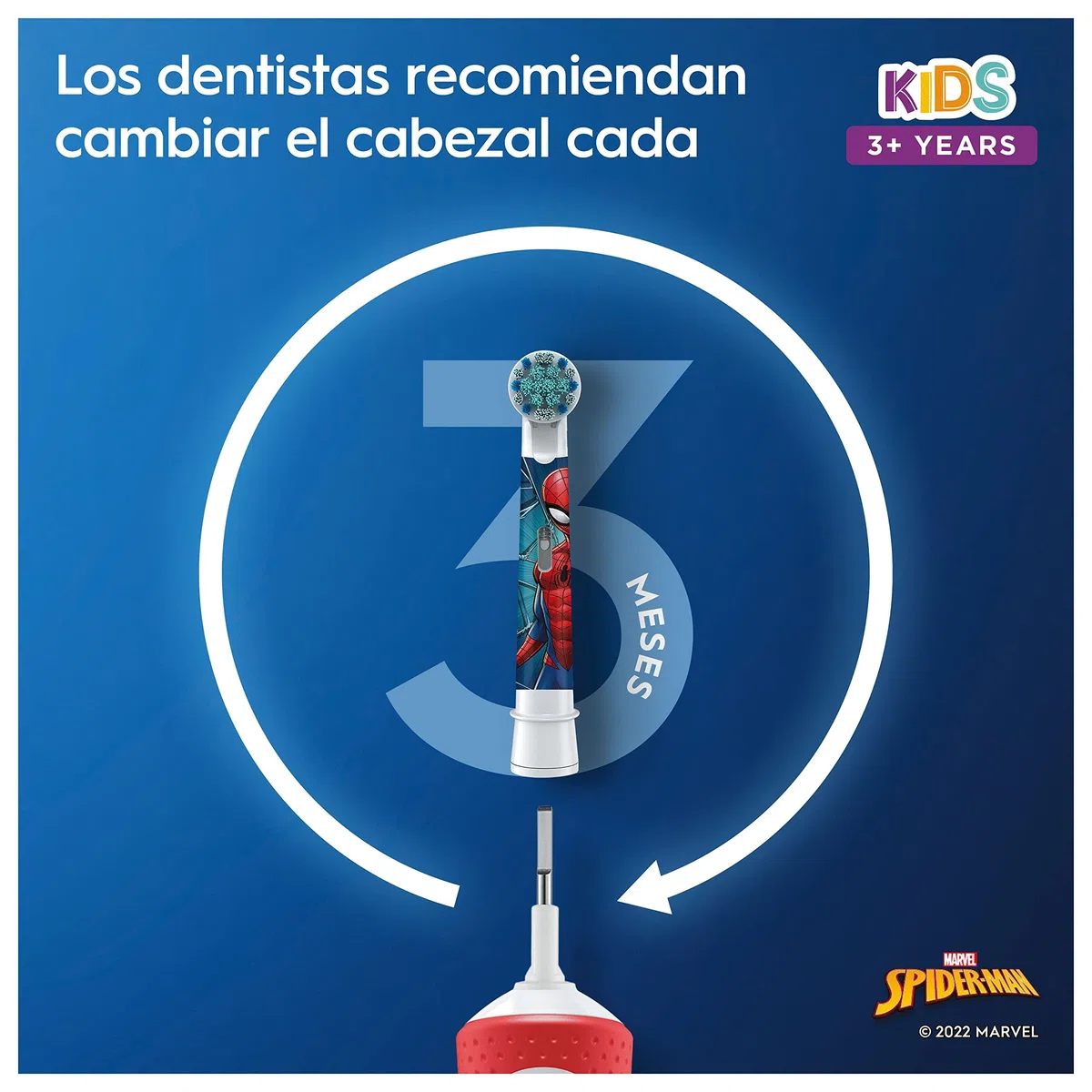 Oral-B Vitality Kids Cepillo de Dientes Eléctrico con Mango Recargable con Tecnología Braun, 1 Cabezal y Funda de Viaje con Motivos de Spyder-Man, Apto para Niños Mayores de 3 Años, Rojo