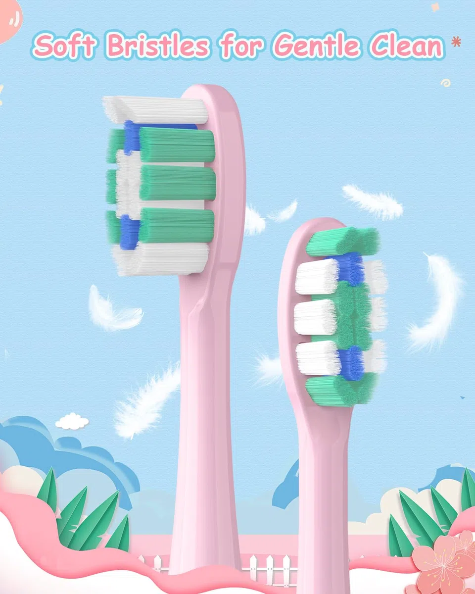 Cepillos de Dientes Electricos Sónico Infantil con 8 Cabezal - Cepillo Electrico Adultos Infantil con 5 Modos, Estuche, IPX7, Cepillos de Dientes Eléctricos Ultrasónicos, Pétalo Rosa